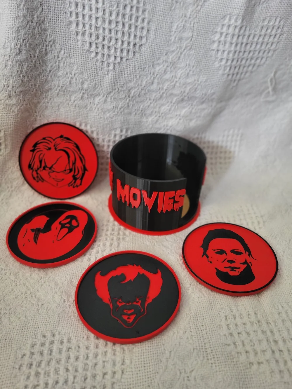 Horror Movie Coaster Set - Black & Red
